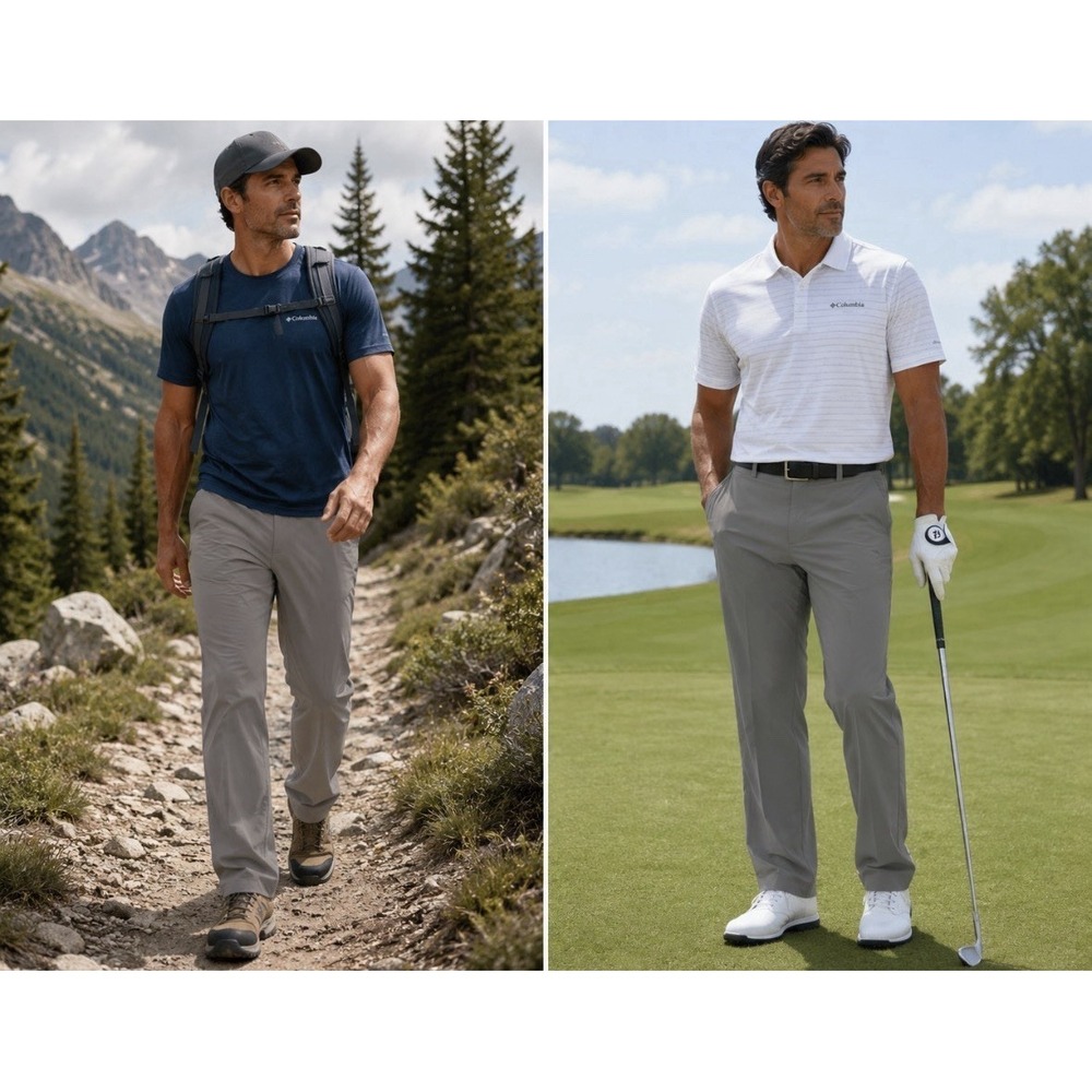 Columbia Hiking Pants Mens 2X/2TF Gray Lightweight Outdoor Travel Golf
